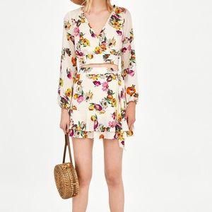 Zara floral print skirt set